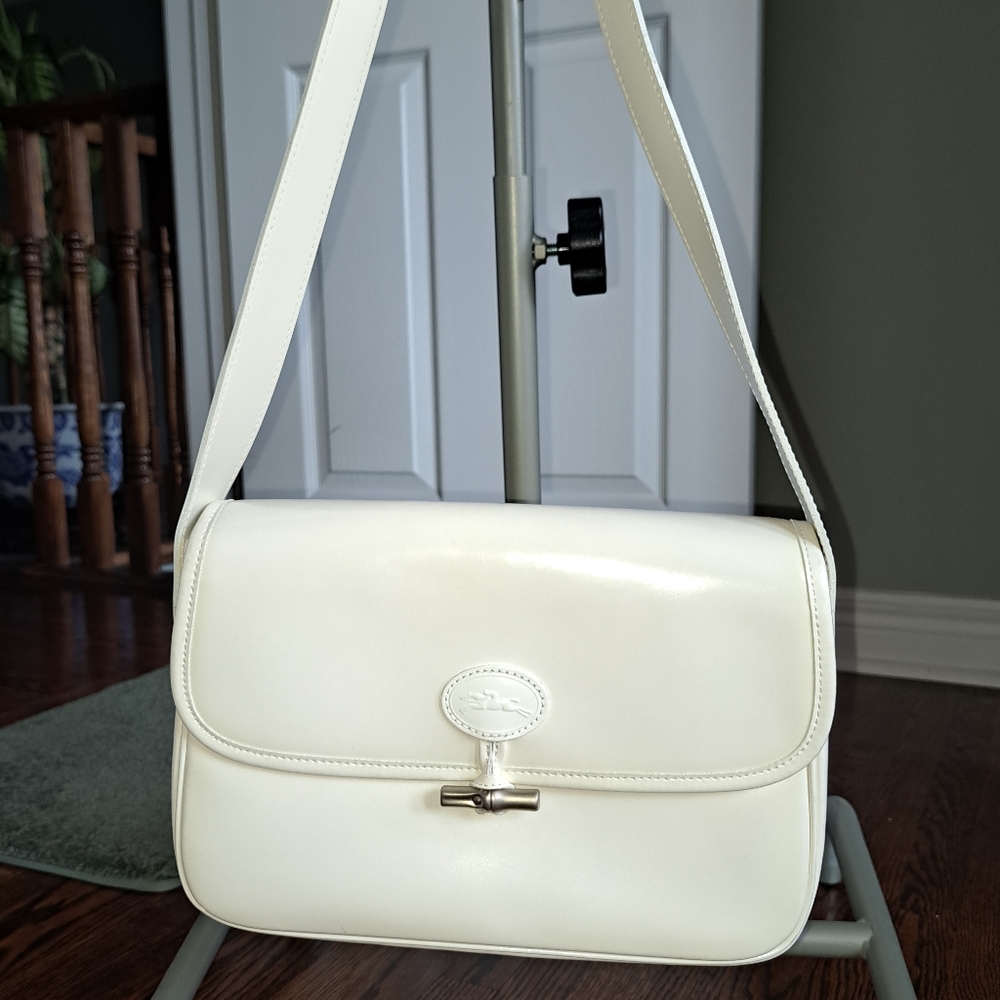 Vintage Authentic White Longchamp Shoulder Bag